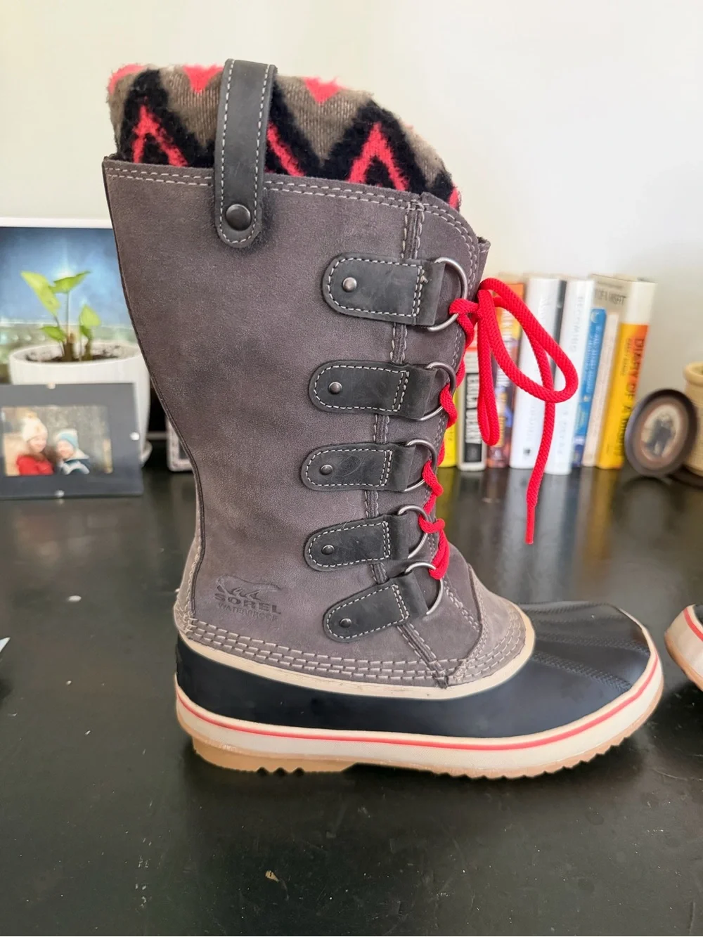 Sorel Women's Gray and Pink Joan of Arctic Waterproof Winter Boots